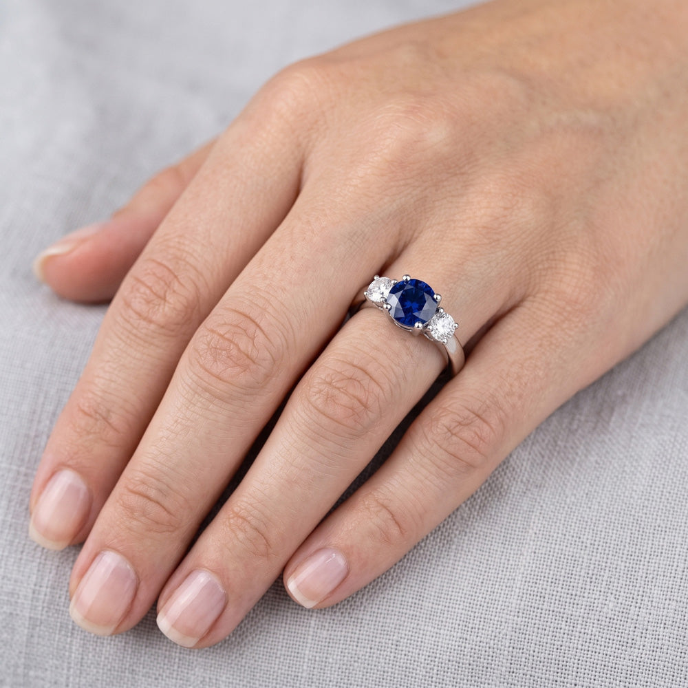 Natural Sapphire Ring 3ct - White Gold 14K