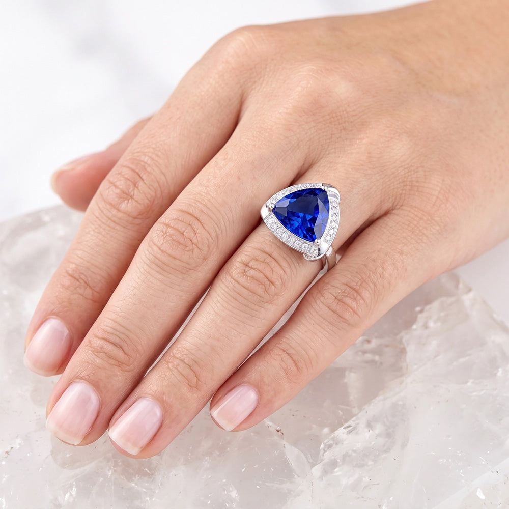 Natural Sapphire Ring 3ct - White Gold 14K