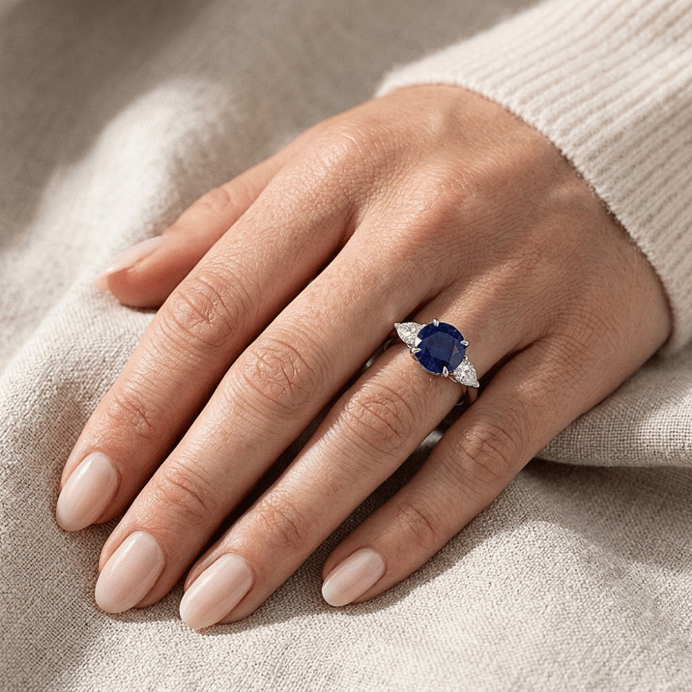 Natural Sapphire Ring 3ct - White Gold 14K