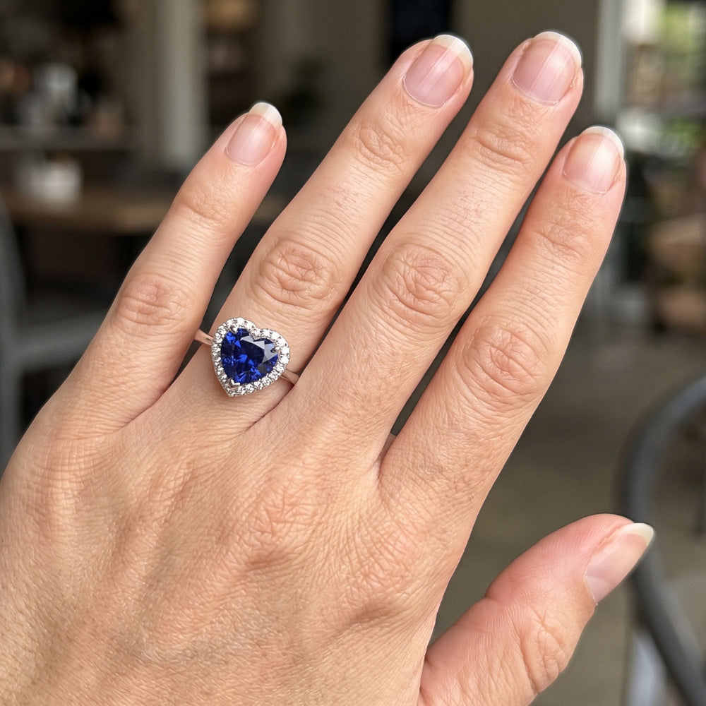 Natural Sapphire Ring 3ct - White Gold 14K