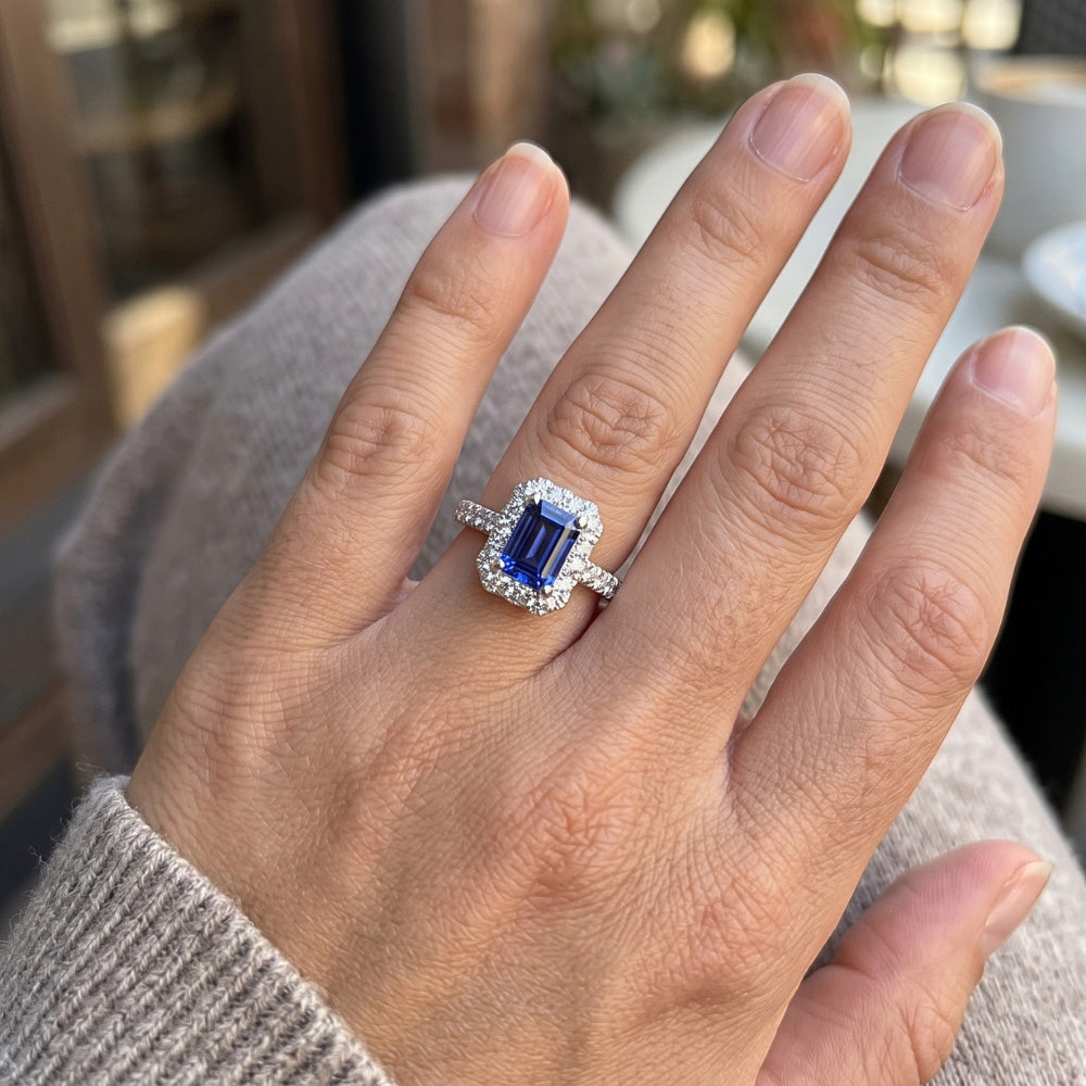 Natural Sapphire Ring 3ct - White Gold 14K