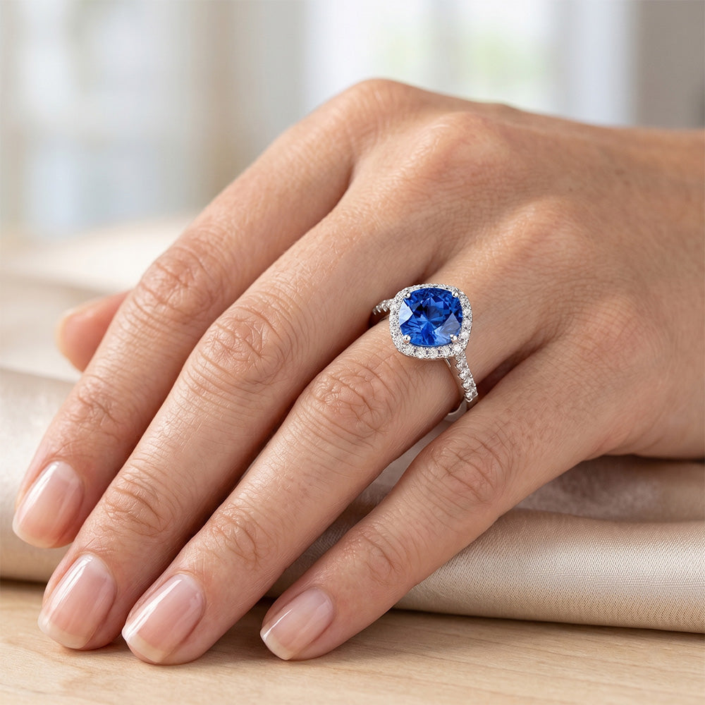 Natural Sapphire Ring 3ct - White Gold 14K