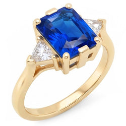 Natural Sapphire Ring 3ct - Yellow Gold 14K
