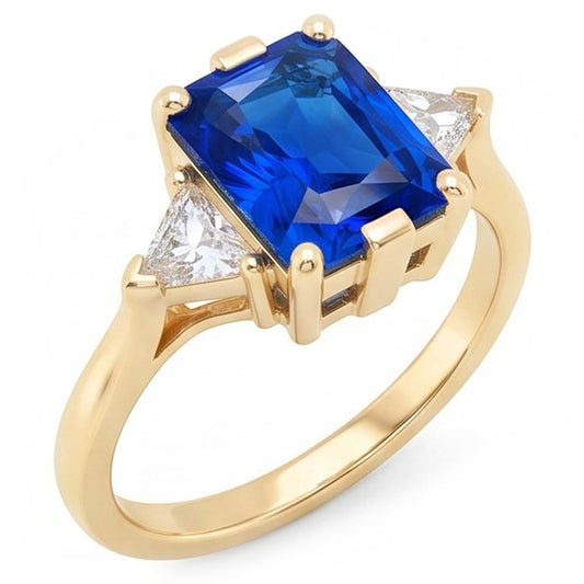 Natural Sapphire Ring 3ct - Yellow Gold 14K