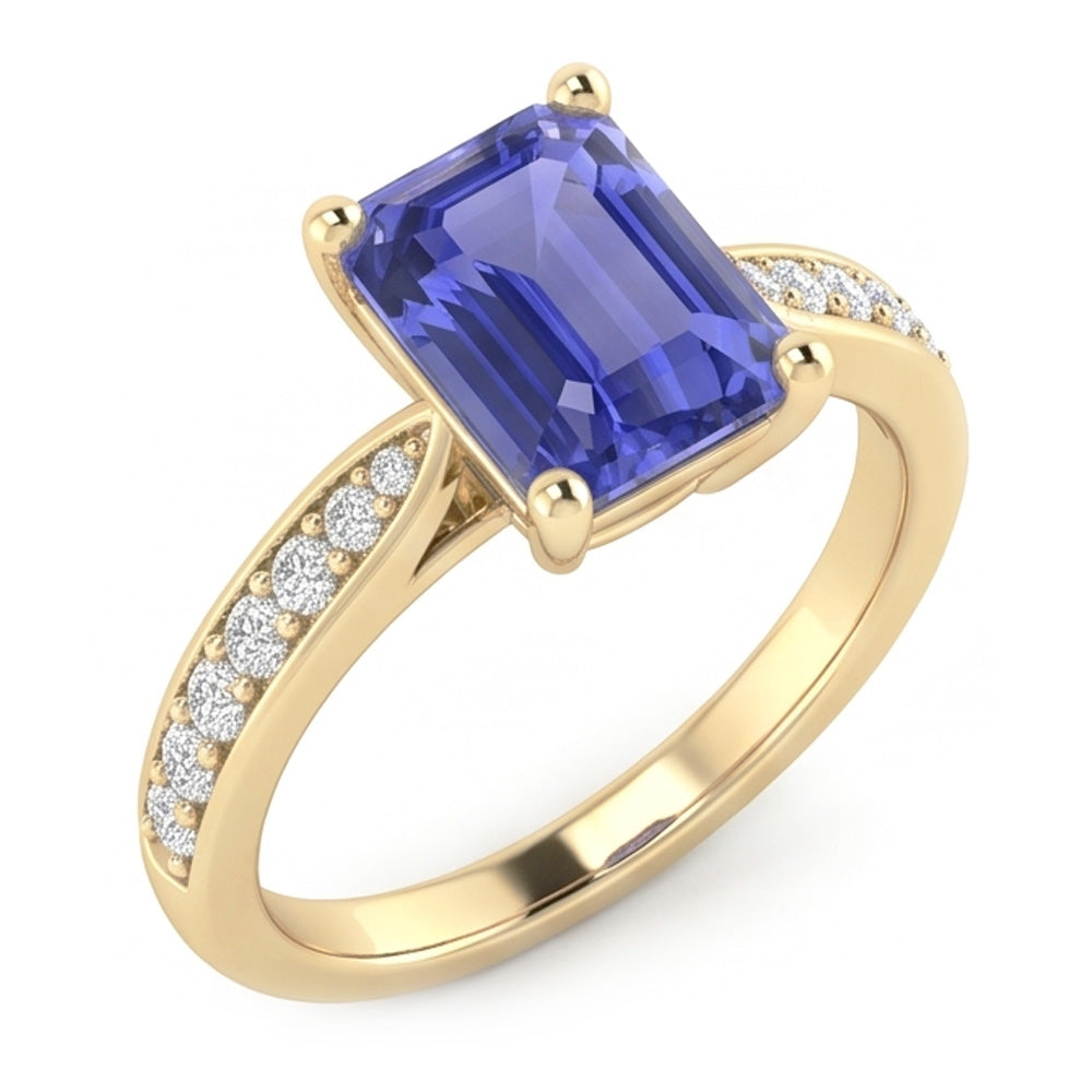 Natural Sapphire Ring 3ct - Yellow Gold 14K