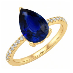 Natural Sapphire Ring 3ct - Yellow Gold 14K