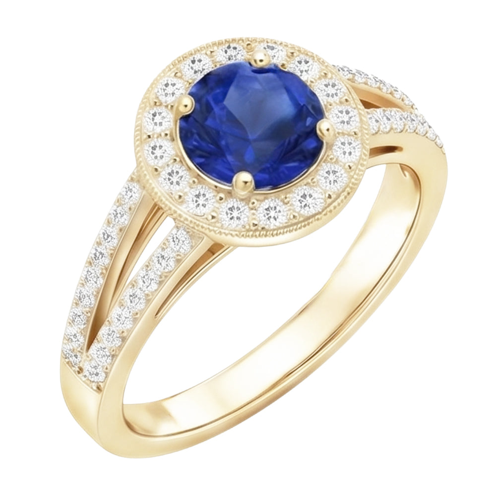 Natural Sapphire Ring 3ct - Yellow Gold 14K