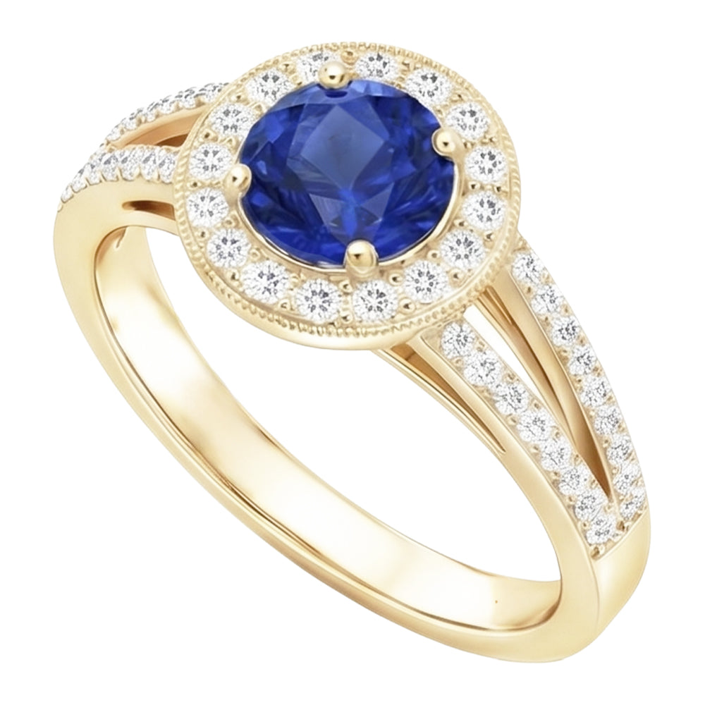 Natural Sapphire Ring 3ct - Yellow Gold 14K