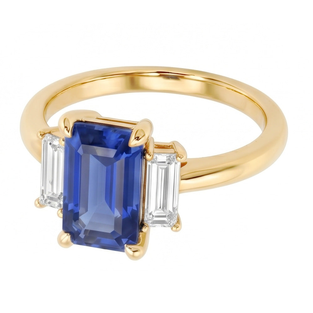 Natural Sapphire Ring 3ct - Yellow Gold 14K
