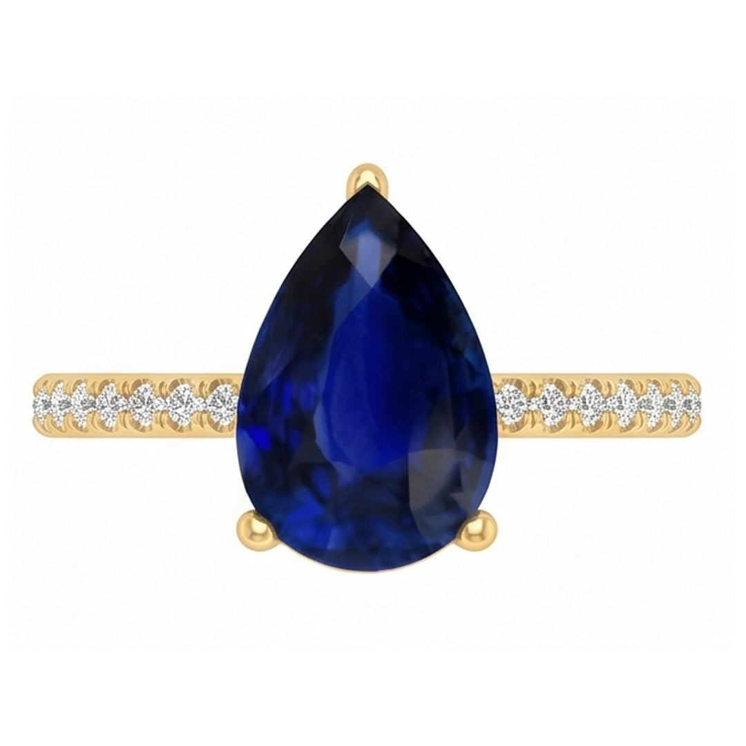 Natural Sapphire Ring 3ct - Yellow Gold 14K