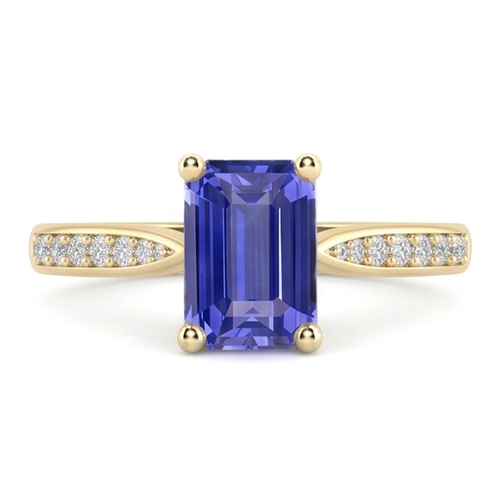 Natural Sapphire Ring 3ct - Yellow Gold 14K