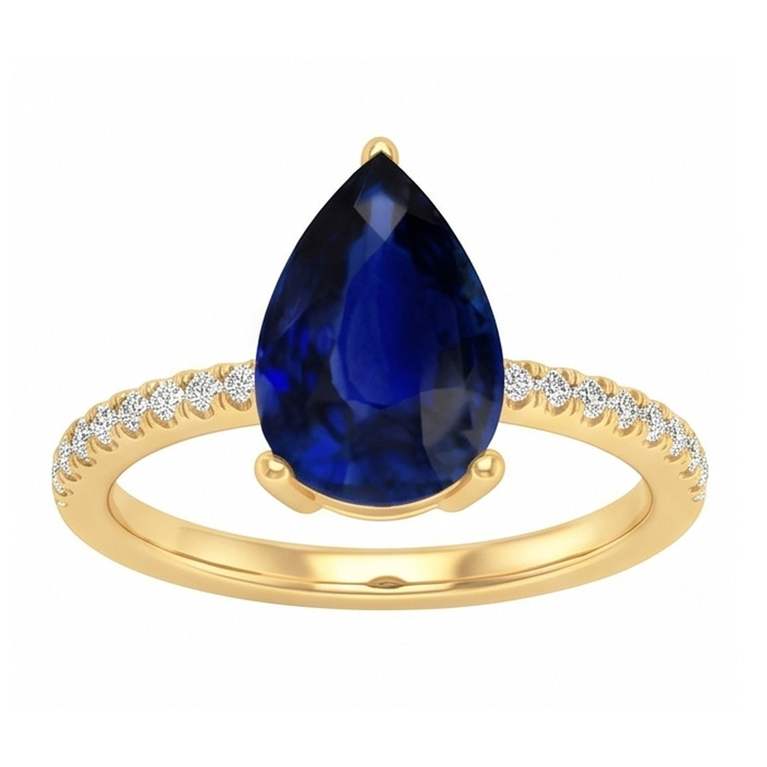 Natural Sapphire Ring 3ct - Yellow Gold 14K