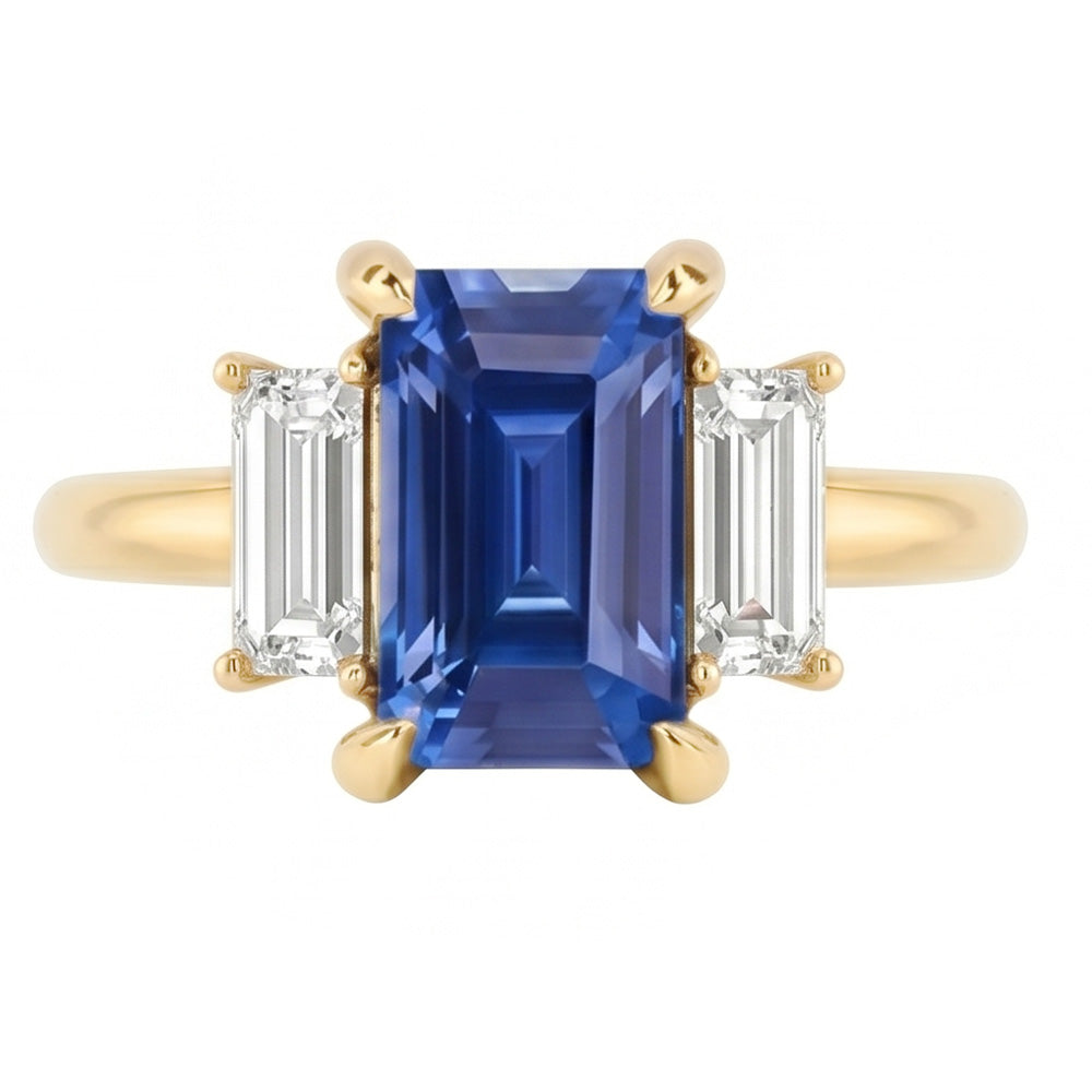 Natural Sapphire Ring 3ct - Yellow Gold 14K