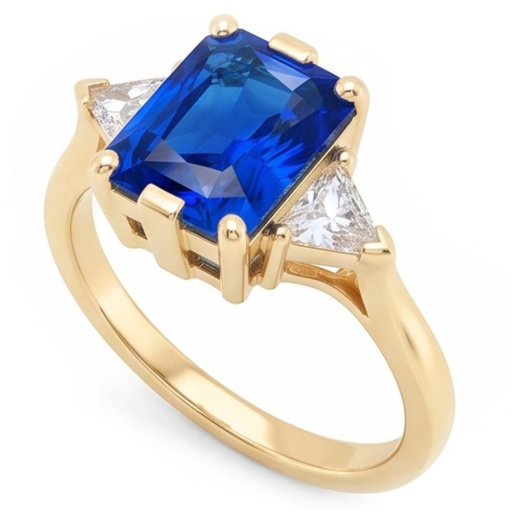 Natural Sapphire Ring 3ct - Yellow Gold 14K