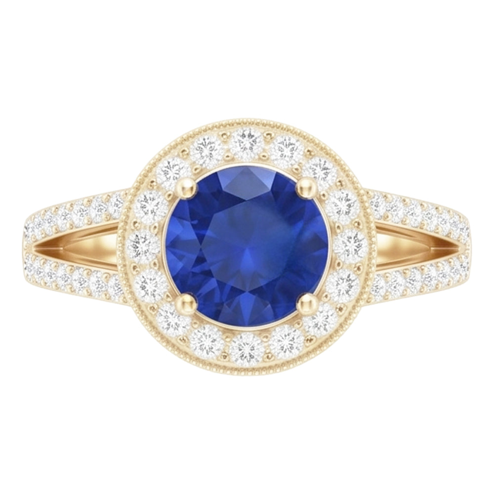 Natural Sapphire Ring 3ct - Yellow Gold 14K