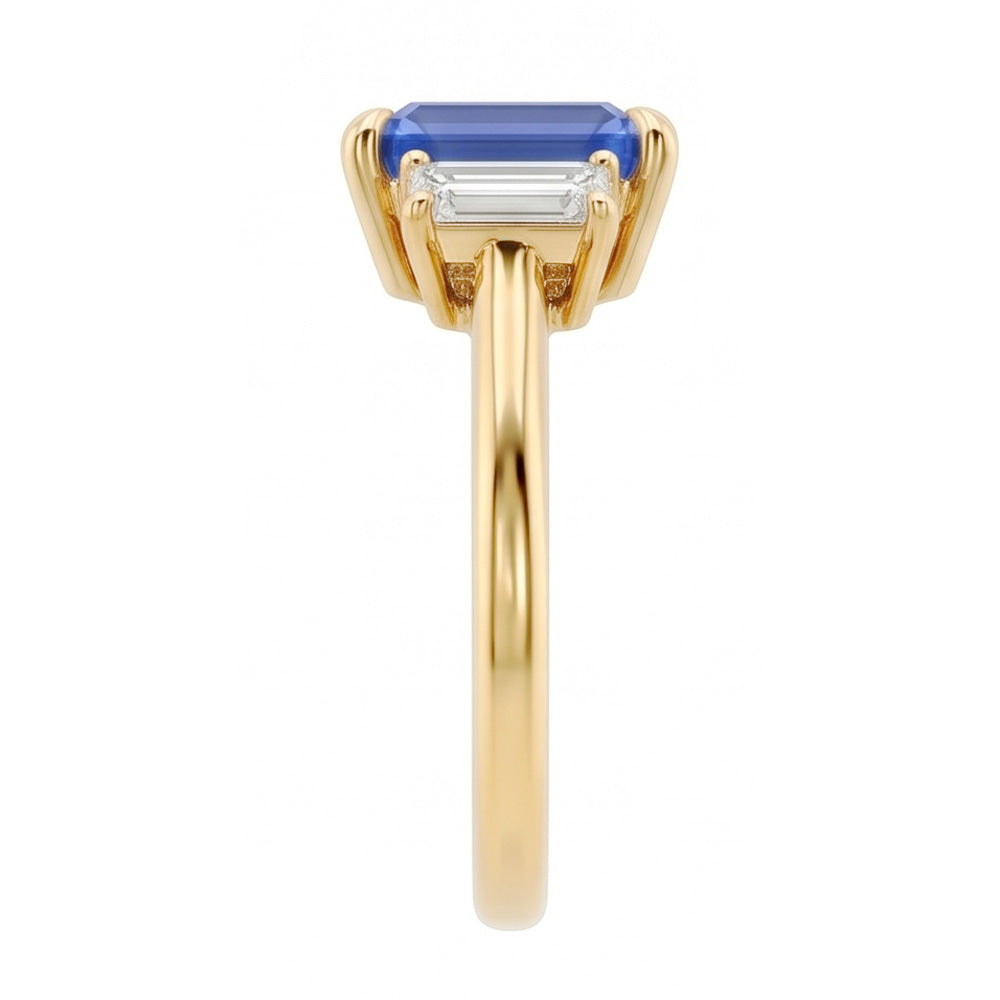 Natural Sapphire Ring 3ct - Yellow Gold 14K