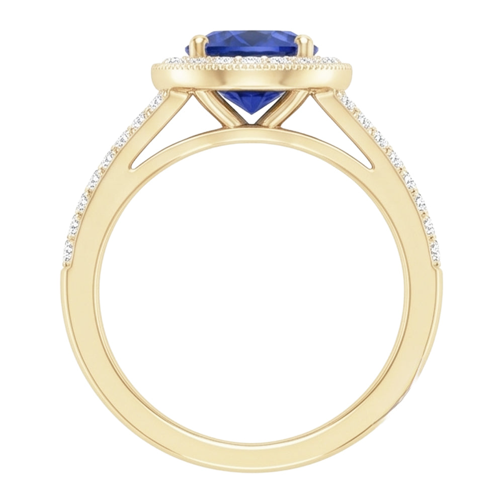 Natural Sapphire Ring 3ct - Yellow Gold 14K