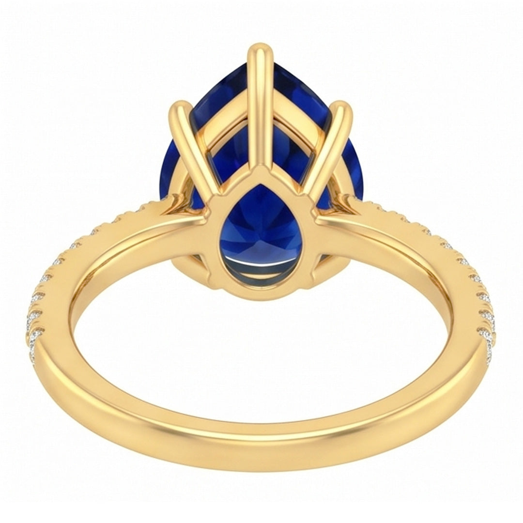 Natural Sapphire Ring 3ct - Yellow Gold 14K