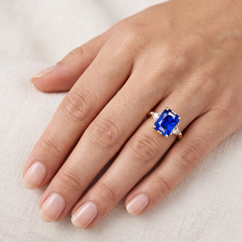 Natural Sapphire Ring 3ct - Yellow Gold 14K