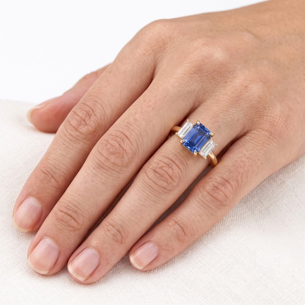 Natural Sapphire Ring 3ct - Yellow Gold 14K