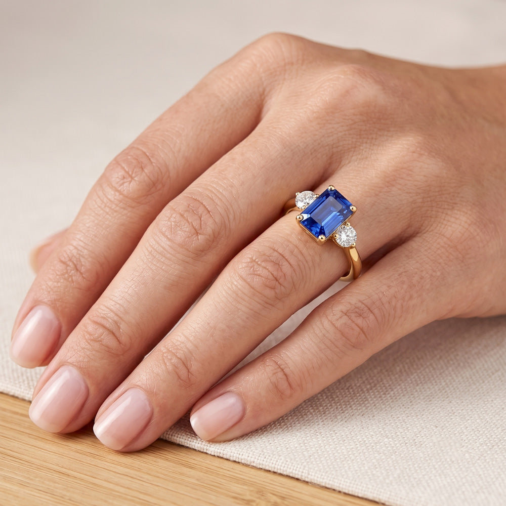 Natural Sapphire Ring 3ct - Yellow Gold 14K