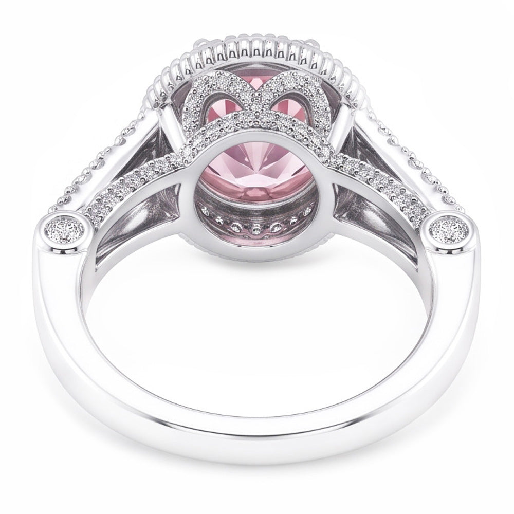 Natural Sapphire Ring 4.11ct - White Gold 14K