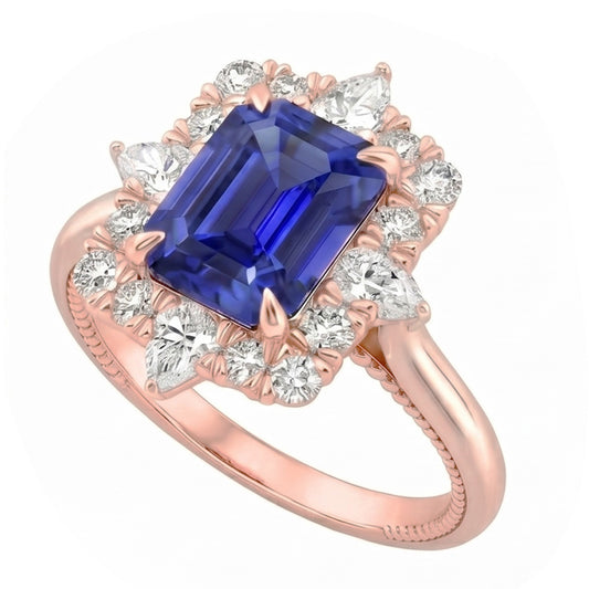 Natural Sapphire Ring 4.25ct - Rose Gold 14K
