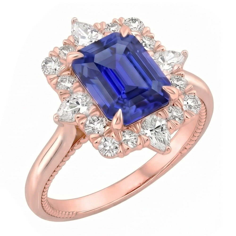 Natural Sapphire Ring 4.25ct - Rose Gold 14K