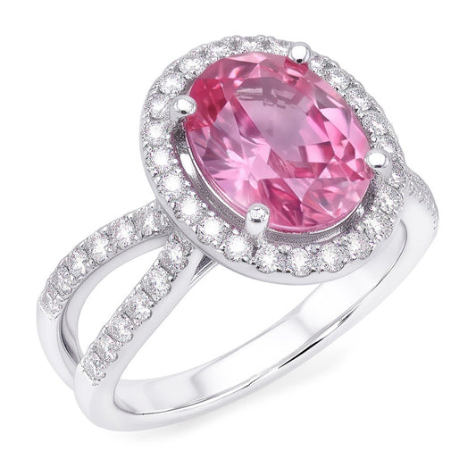 Natural Sapphire Ring 4.25ct - White Gold 14K