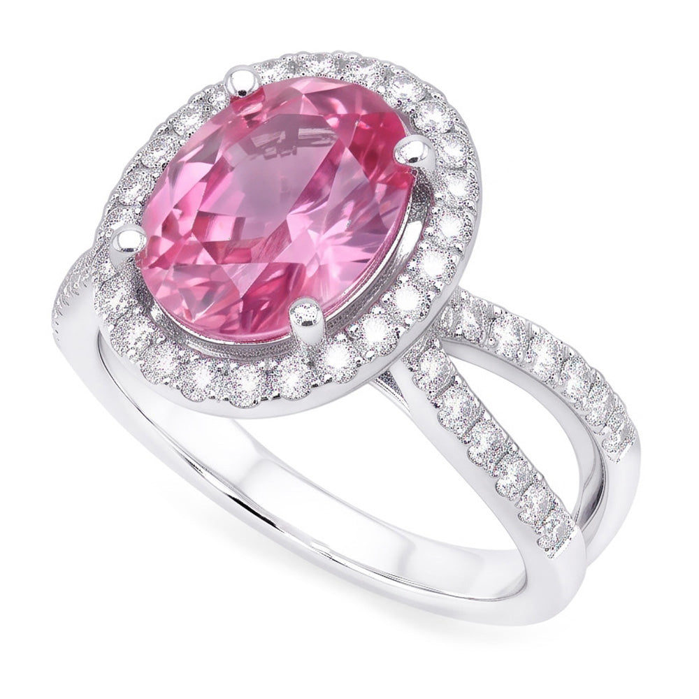 Natural Sapphire Ring 4.25ct - White Gold 14K