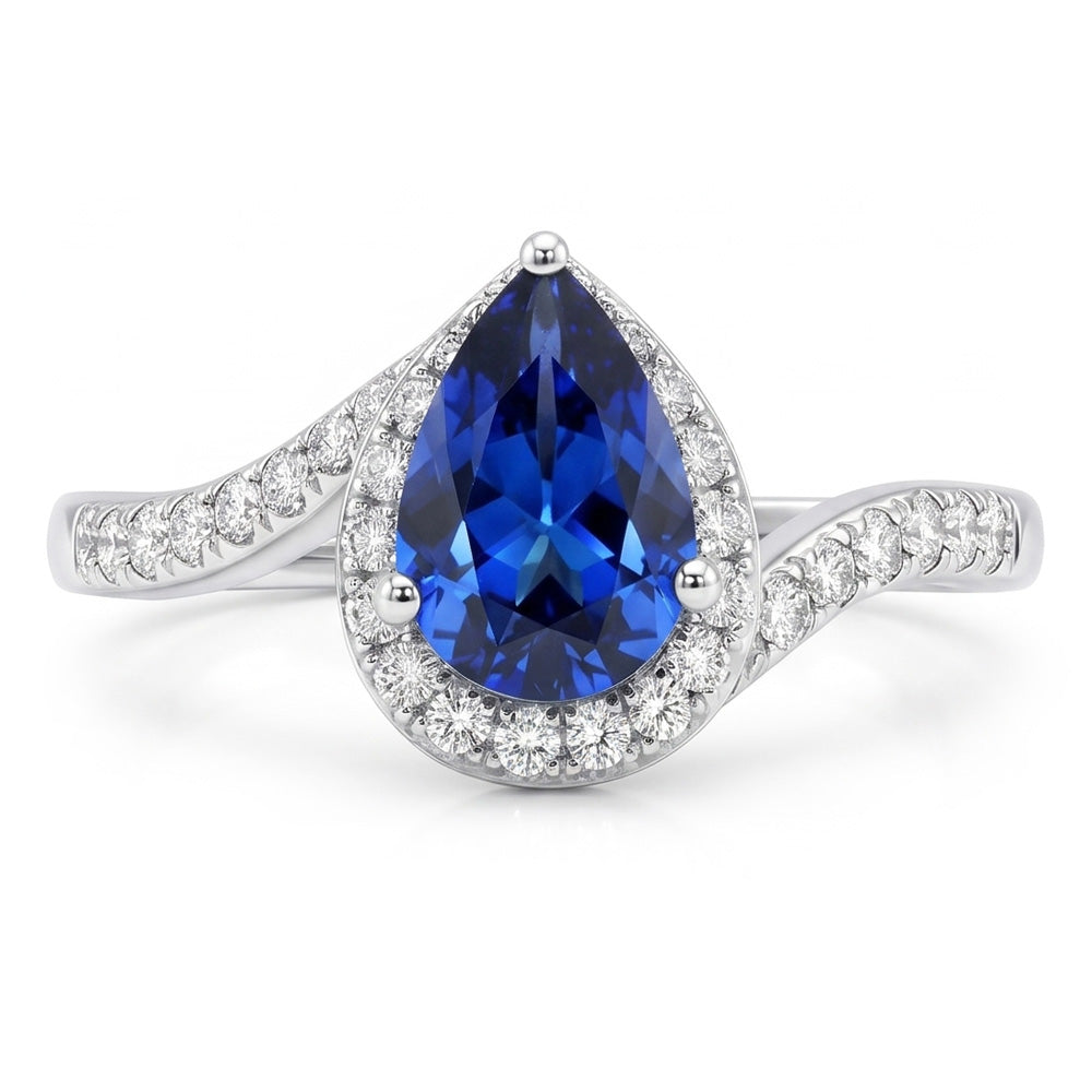 Natural Sapphire Ring 4.30ct - White Gold 14K