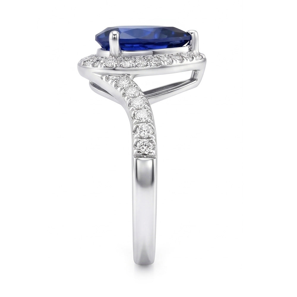 Natural Sapphire Ring 4.30ct - White Gold 14K