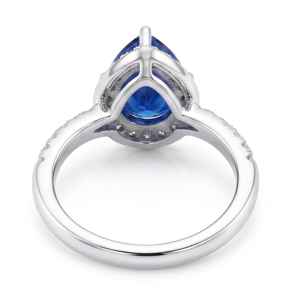 Natural Sapphire Ring 4.30ct - White Gold 14K