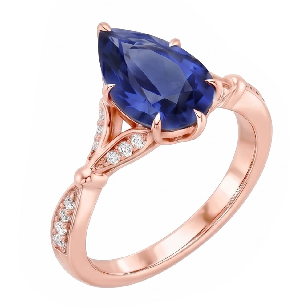 Natural Sapphire Ring 4.50ct - Rose Gold 14K