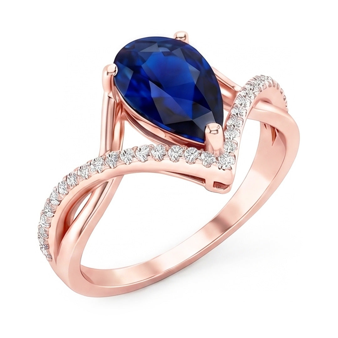 Natural Sapphire Ring 4.50ct - Rose Gold 14K