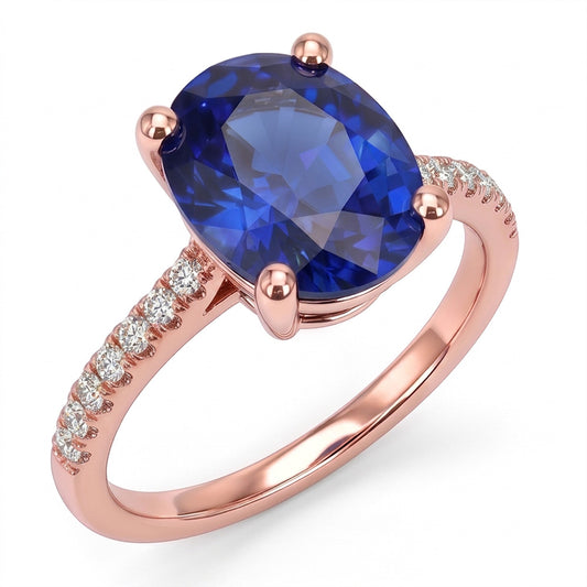 Natural Sapphire Ring 4.50ct - Rose Gold 14K