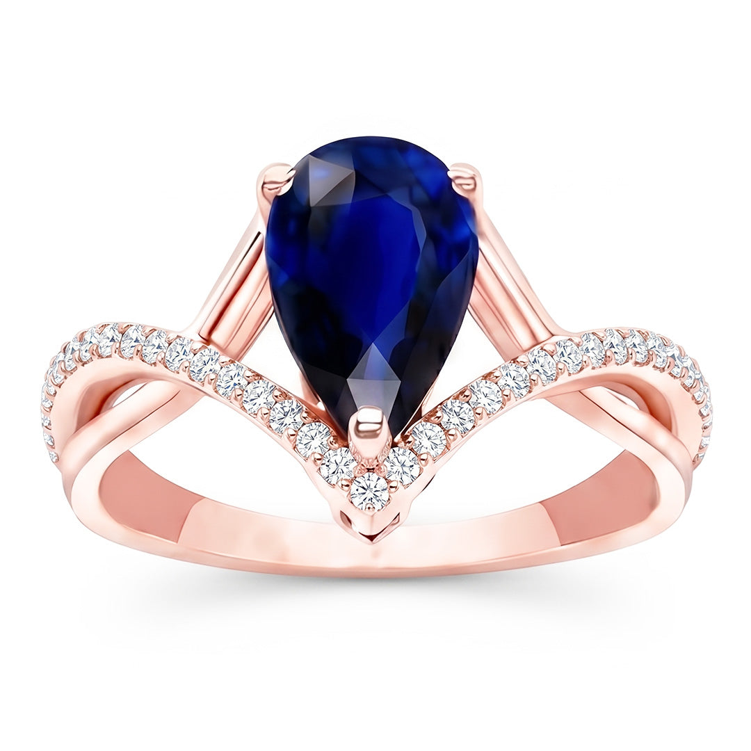Natural Sapphire Ring 4.50ct - Rose Gold 14K