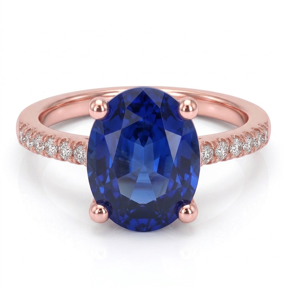 Natural Sapphire Ring 4.50ct - Rose Gold 14K