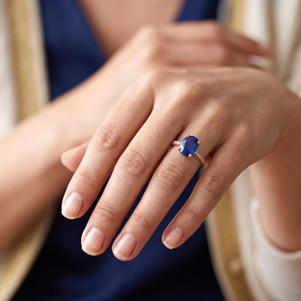 Natural Sapphire Ring 4.50ct - Rose Gold 14K