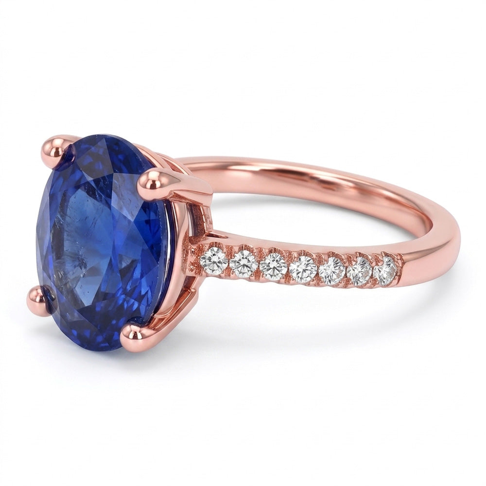 Natural Sapphire Ring 4.50ct - Rose Gold 14K