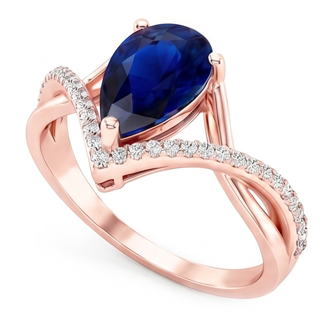 Natural Sapphire Ring 4.50ct - Rose Gold 14K