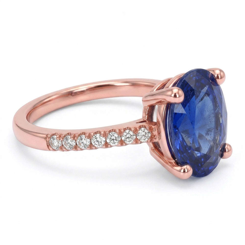 Natural Sapphire Ring 4.50ct - Rose Gold 14K