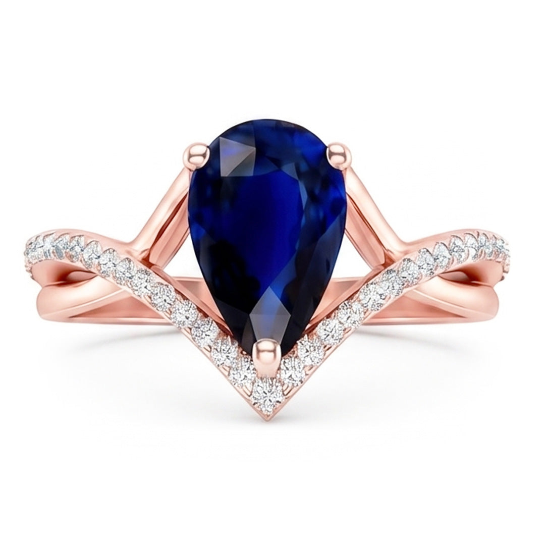 Natural Sapphire Ring 4.50ct - Rose Gold 14K
