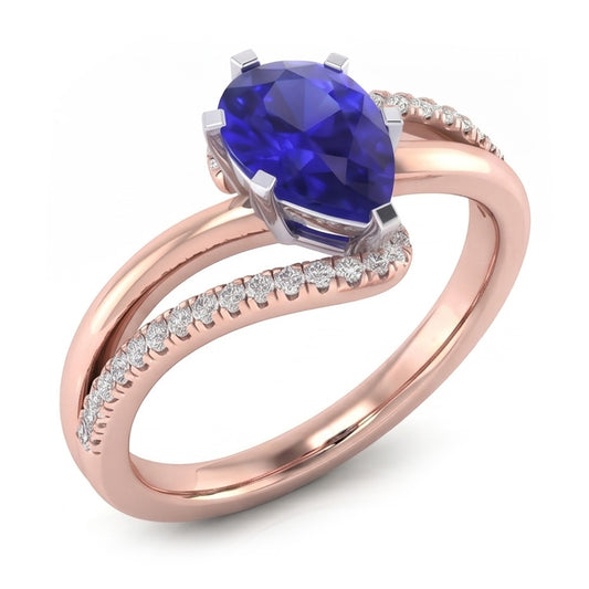 Natural Sapphire Ring 4.50ct - Two Tone 14K Gold