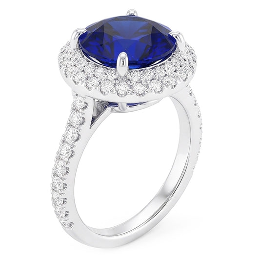 Natural Sapphire Ring 4.50ct - White Gold 14K