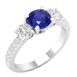 Natural Sapphire Ring 4.50ct - White Gold 14K