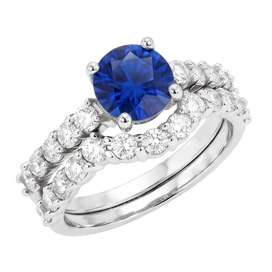 Natural Sapphire Ring 4.50ct - White Gold 14K