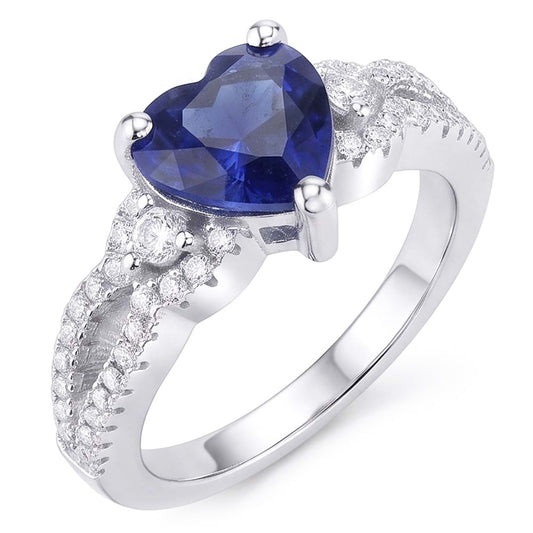 Natural Sapphire Ring 4.50ct - White Gold 14K