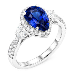 Natural Sapphire Ring 4.50ct - White Gold 14K