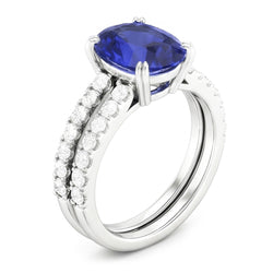 Natural Sapphire Ring 4.50ct - White Gold 14K